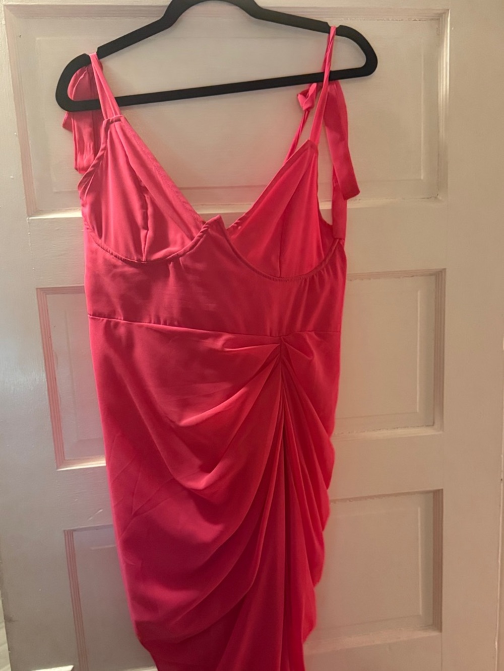 Women’s Pink Ruched Satin Dress